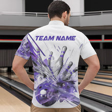 Load image into Gallery viewer, Custom White And Purple Custom Bowling Quarter-Zip Shirts For Men, Bowling Tournament Team Shirt IPHW8462