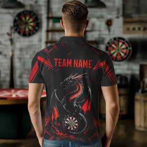 Custom Black And Red Dragon Dart Polo Shirts For Men, Dart Jerseys Dart Tournament Shirt IPHW8709