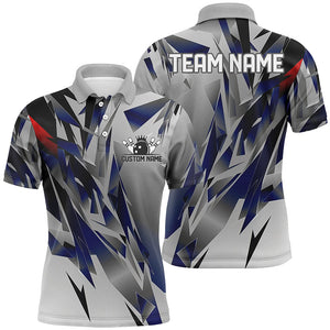 Blue And Gray Custom Name Unisex Bowling Team Shirts, Bowling Tournament Jerseys For Bowlers Gift IPHW6188