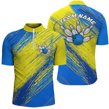 Load image into Gallery viewer, Yellow And Blue Unisex Bowling Shirts For Team, Custom Name Bowling Tournament Jerseys For Bowler IPHW6190