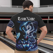 Load image into Gallery viewer, Custom Blue Lightning Black And White Dragons Bowling Quarter-Zip Shirts For Men Bowlers Outfit IPHW8957