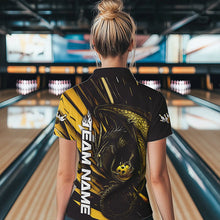 Load image into Gallery viewer, Black And Yellow Custom Dragon Bowling Team Polo Shirts For Women, Bowling League Shirt IPHW8967