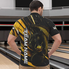Load image into Gallery viewer, Black And Yellow Custom Dragon Bowling Team Quarter-Zip Shirts For Men, Bowling League Shirt IPHW8967
