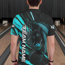Load image into Gallery viewer, Black And Blue Custom Dragon Bowling Team Polo Shirts For Men, Bowling League Shirt IPHW8968