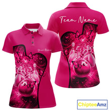 Load image into Gallery viewer, Custom Pink Butterfly Bowling Women Team Polo Shirt, Ladies Bowlers Outfit IPHW11359