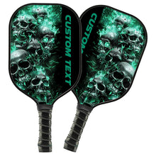 Load image into Gallery viewer, Green Flame Custom Skull Pickleball Paddle For Team, Halloween Pickleball Gifts For Men And Women IPHW7248
