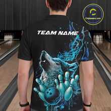 Load image into Gallery viewer, Custom Blue Wolf Howling Men Polo Shirt, Wolf Bowling Team Jerseys IPHW10158