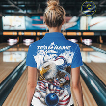Load image into Gallery viewer, Custom Patriotic US Flag Eagle Bowling Women Shirt, USA Bowling Team League Shirt IPHW10164