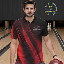 Load image into Gallery viewer, Custom Black And Red Gradient Flame Bowling Team Jerseys, Fire Bowling Shirt For Men IPHW10570