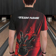 Load image into Gallery viewer, Custom Black And Red Gradient Flame Bowling Team Jerseys, Fire Bowling Shirt For Men IPHW10570