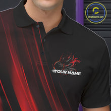 Load image into Gallery viewer, Custom Black And Red Gradient Flame Bowling Team Jerseys, Fire Bowling Shirt For Men IPHW10570