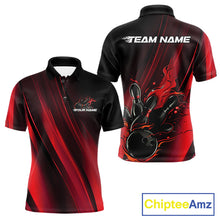 Load image into Gallery viewer, Custom Black And Red Gradient Flame Bowling Team Jerseys, Fire Bowling Shirt For Men IPHW10570