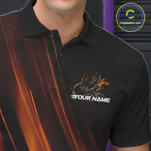 Load image into Gallery viewer, Custom Gold And Orange Gradient Flame Bowling Team Jerseys, Fire Bowling Shirt For Men IPHW10573