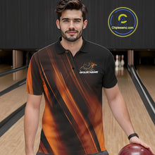 Load image into Gallery viewer, Custom Gold And Orange Gradient Flame Bowling Team Jerseys, Fire Bowling Shirt For Men IPHW10573