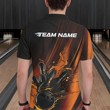 Load image into Gallery viewer, Custom Gold And Orange Gradient Flame Bowling Team Jerseys, Fire Bowling Shirt For Men IPHW10573
