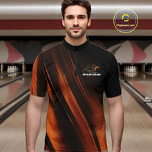 Load image into Gallery viewer, Custom Gold And Orange Gradient Flame Bowling Team Jerseys, Fire Bowling Shirt For Men IPHW10573