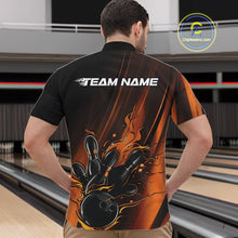 Load image into Gallery viewer, Custom Gold And Orange Gradient Flame Bowling Team Jerseys, Fire Bowling Shirt For Men IPHW10573
