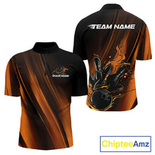 Load image into Gallery viewer, Custom Gold And Orange Gradient Flame Bowling Team Jerseys, Fire Bowling Shirt For Men IPHW10573