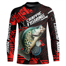 Load image into Gallery viewer, Black And Red Custom Crappie Fishing Jerseys, Crappie Long Sleeve Tournament Fishing Shirts IPHW6199