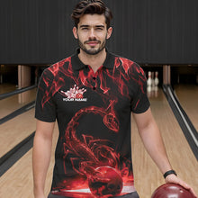 Load image into Gallery viewer, Custom Black And Red Flame Scorpio Zodiac Bowling Men Polo Shirts, Scorpion Bowling Team IPHW8970
