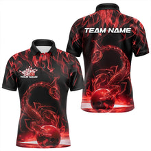 Load image into Gallery viewer, Custom Black And Red Flame Scorpio Zodiac Bowling Men Polo Shirts, Scorpion Bowling Team IPHW8970