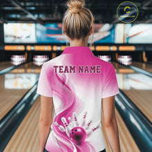 Load image into Gallery viewer, Custom Pink Bowling Jerseys For Women, Bowling Team Tournament Quarter-Zip Shirt IPHW11370