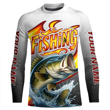 Load image into Gallery viewer, Custom Largemouth Bass Flame Fishing Shirts, Bass Long Sleeve Fishing Jerseys Fishing Gifts IPHW6688