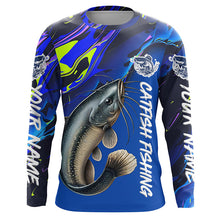 Load image into Gallery viewer, Custom Catfish Fishing Long Sleeve Tournament Shirts, Catfish Fishing Jerseys Fishing Gifts | Blue IPHW7014