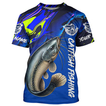 Load image into Gallery viewer, Custom Catfish Fishing Long Sleeve Tournament Shirts, Catfish Fishing Jerseys Fishing Gifts | Blue IPHW7014