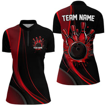 Load image into Gallery viewer, Custom Black And Red Ladies Bowling Shirts, Classic Bowling Uniform Bowling League Shirts IPHW7267