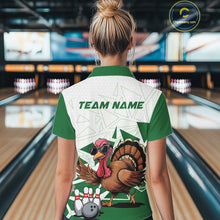 Load image into Gallery viewer, White And Green Custom Funny Turkey Bowling Women Shirt, Bowling League Team Shirt IPHW10808