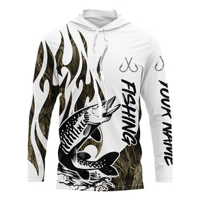 Musky Fishing Camo Tattoo Custom Long Sleeve Fishing Shirts, Muskie Tournament Fishing Shirt IPHW6540