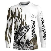 Load image into Gallery viewer, Pike Fishing Camo Tattoo Custom Long Sleeve Fishing Shirts, Pike Tournament Fishing Shirt IPHW6541