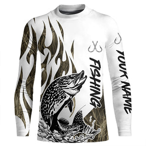 Pike Fishing Camo Tattoo Custom Long Sleeve Fishing Shirts, Pike Tournament Fishing Shirt IPHW6541