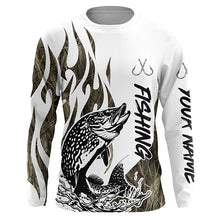 Load image into Gallery viewer, Pike Fishing Camo Tattoo Custom Long Sleeve Fishing Shirts, Pike Tournament Fishing Shirt IPHW6541