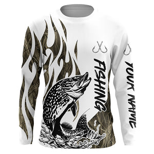 Pike Fishing Camo Tattoo Custom Long Sleeve Fishing Shirts, Pike Tournament Fishing Shirt IPHW6541