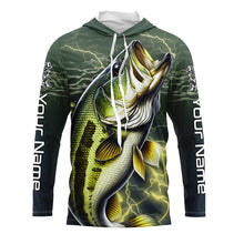 Load image into Gallery viewer, Personalized Bass Fishing Jerseys, Largemouth Bass Long Sleeve Tournament Fishing Shirts IPHW4724