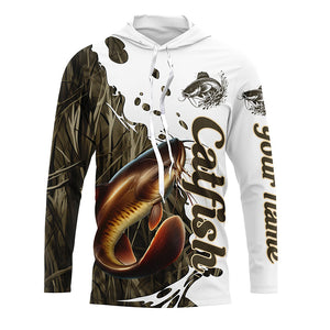 Grass Lake Camo Custom Catfish Fishing Long Sleeve Shirts, Catfish Tournament Fishing Shirt IPHW7029