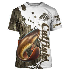 Grass Lake Camo Custom Catfish Fishing Long Sleeve Shirts, Catfish Tournament Fishing Shirt IPHW7029