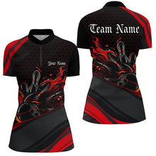 Load image into Gallery viewer, Custom Red Flame Ladies Bowling Shirts, Bowling League Bowling Team Shirts Bowlers Outfit IPHW7269