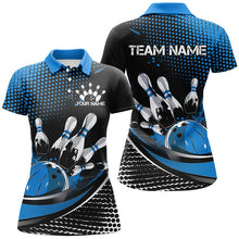 Load image into Gallery viewer, Black And Blue Custom Bowling Team Jerseys, Bowling League Shirts For Women, Bowlers Outfits IPHW7276