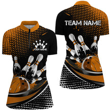 Load image into Gallery viewer, Black And Yellow Custom Bowling Team Jerseys, Bowling League Shirts For Women, Bowlers Outfits IPHW7277