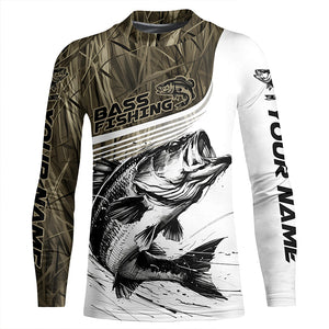 Personalized Largemouth Bass Fishing Camo Long Sleeve Fishing Shirts, Bass Fishing Jerseys IPHW5808