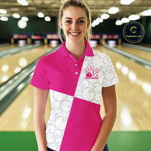 Load image into Gallery viewer, Custom White And Pink Retro Style Bowling Team Shirts For Women, Bowling Jerseys IPHW10603