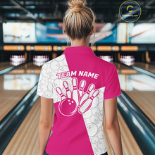 Load image into Gallery viewer, Custom White And Pink Retro Style Bowling Team Shirts For Women, Bowling Jerseys IPHW10603