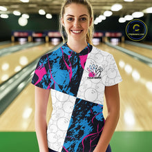 Load image into Gallery viewer, Custom Blue And Pink Camo Bowling Team Shirts For Women, Camouflage Bowler Outfit IPHW10606