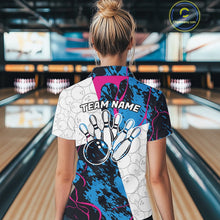 Load image into Gallery viewer, Custom Blue And Pink Camo Bowling Team Shirts For Women, Camouflage Bowler Outfit IPHW10606