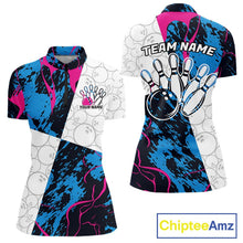 Load image into Gallery viewer, Custom Blue And Pink Camo Bowling Team Shirts For Women, Camouflage Bowler Outfit IPHW10606