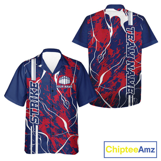 Custom Red,White And Blue Camo Strike Bowling Shirts, Patriotic Men And Women Bowling Team Jerseys IPHW10610