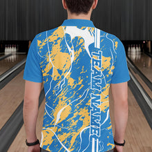 Load image into Gallery viewer, Custom Azure Blue And Yellow Camo Strike Bowling Shirt, Men Bowling League Team Jerseys IPHW10615